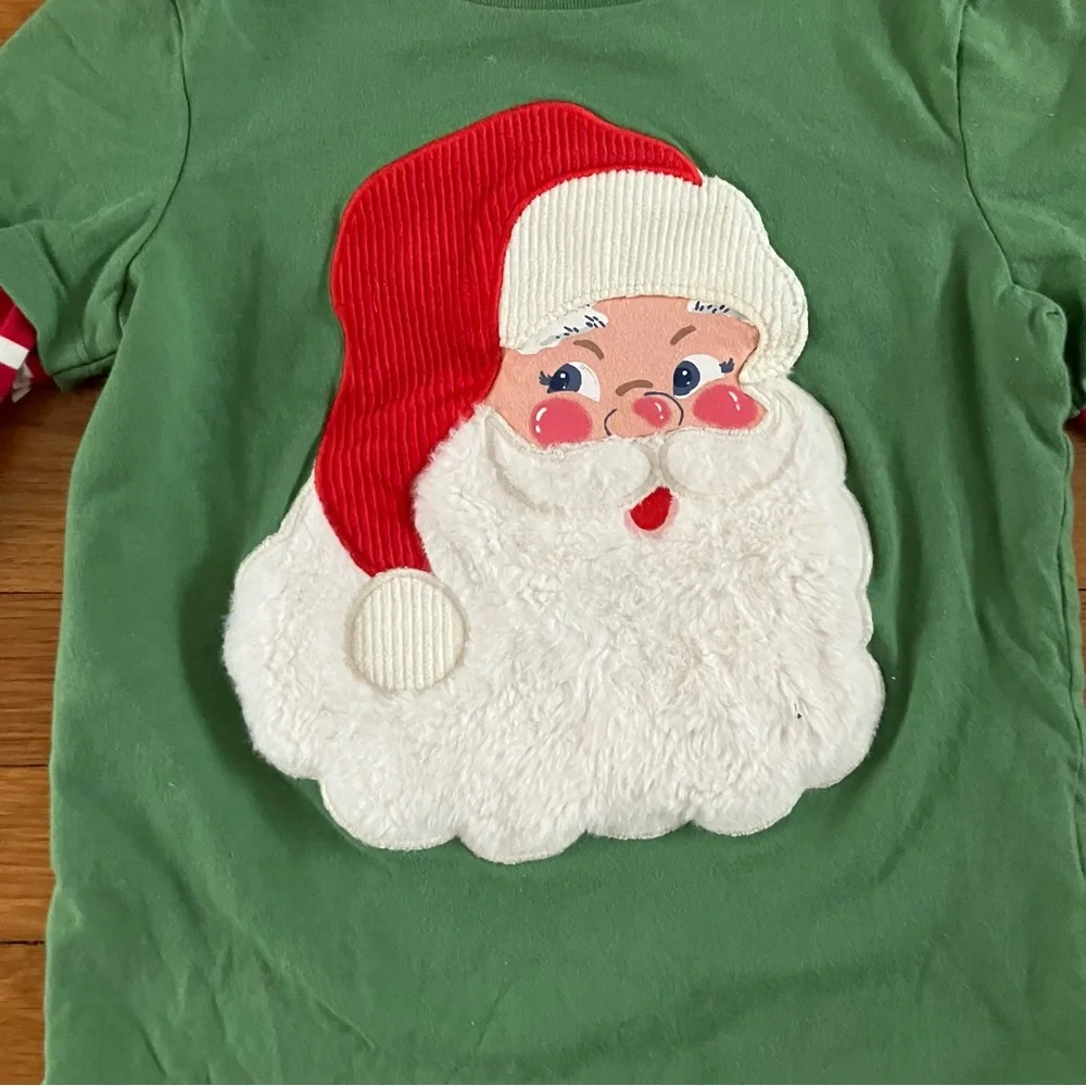 Mini Boden Green Red Santa Clause Christmas Holiday Cotton Long Sleeve 6-7 - Picture 2 of 4